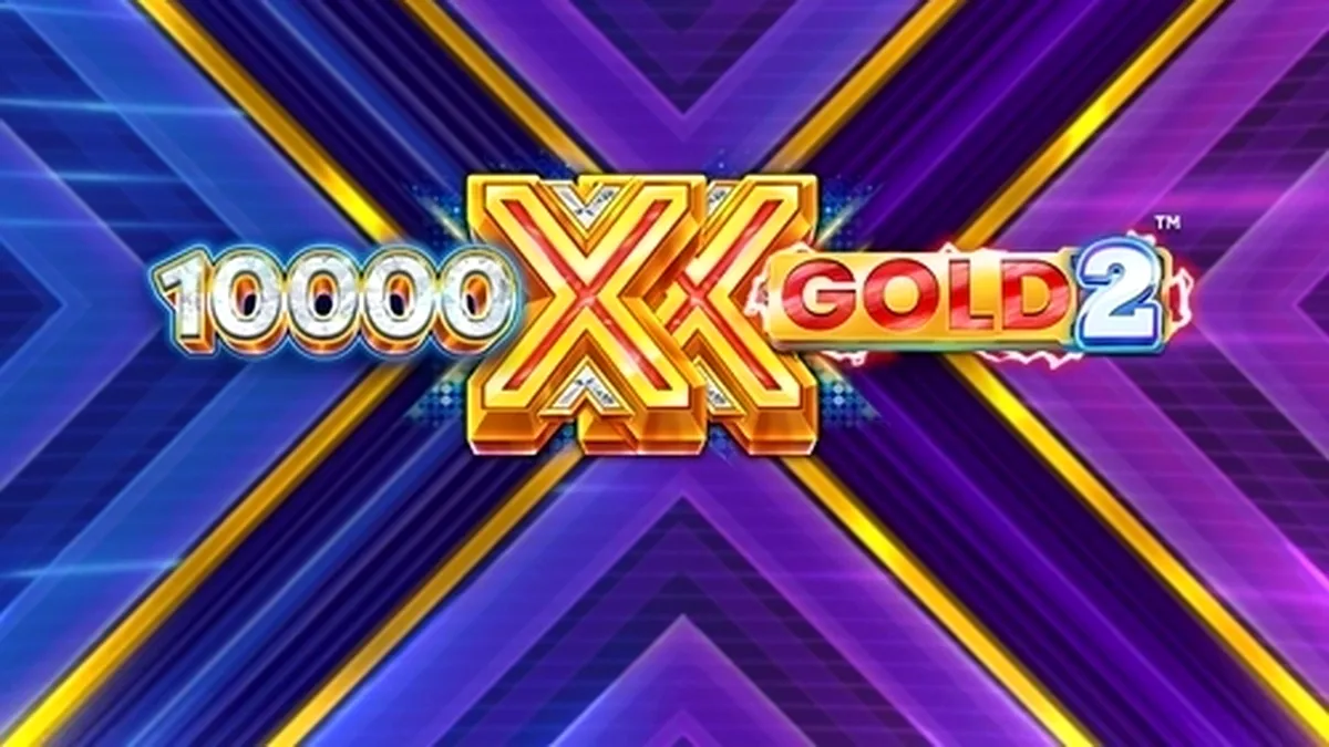 Tampilan antarmuka permainan slot 10,000 X Gold 2 dengan simbol emas dan fitur Stack Xpand.