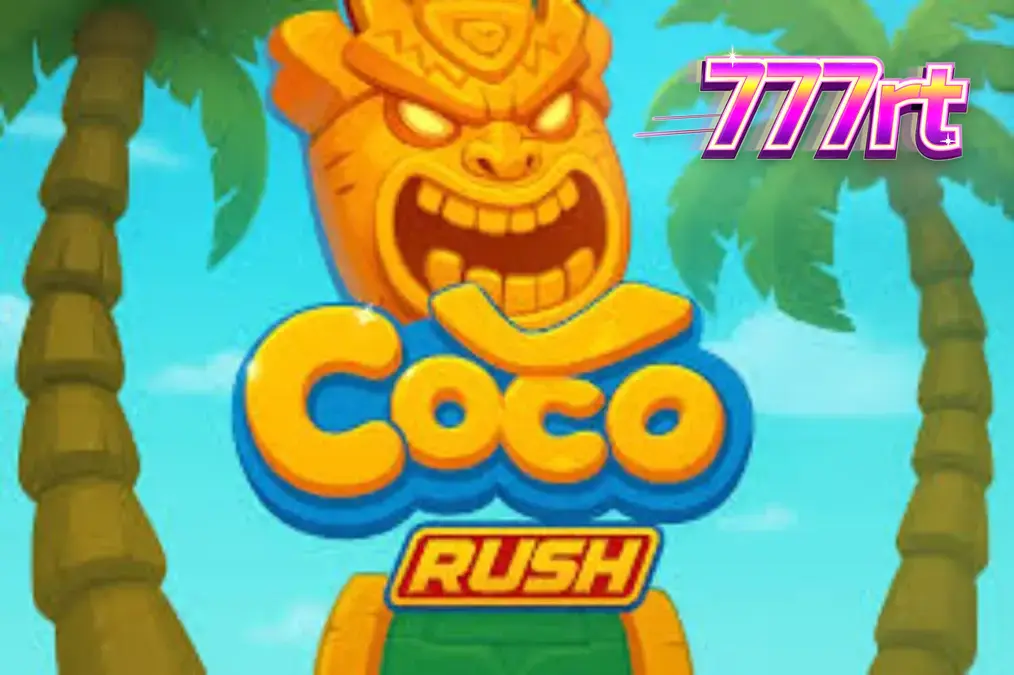 Pemandangan tropis yang cerah dengan elemen permainan slot Coco Rush